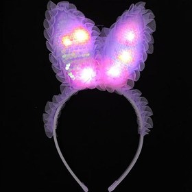 Resim Nessiworld Kenarları Dantelli Mor Pullu Payetli Led Işıklı Tavşan Kulak Taç 23x19 cm 