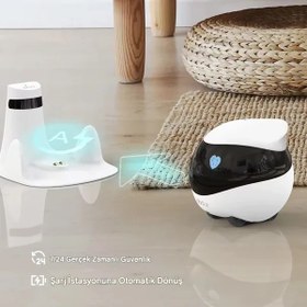 Resim Meanyou Hareketli Ev Kamerası Ebo Güvenlik Kamerası Robotu 1080p Otomatik Şarj, Gece Görüşü, Evcil Hayvan/Yaşlı/Bebek İçin Kablosuz Kamera, Çift Yönlü Konuşma, Uygulama Kontrolü 