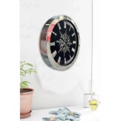 Resim Bahat Krom Çerçeveli Salon Ofis Duvar Saati 36 cm 