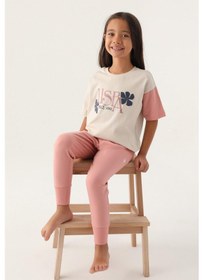 Resim U.s. Polo Assn.1809 Lisanslı Rose Bej Kız Çocuk Pijama Takımı 001 