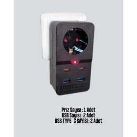 Resim Zero Land Lvsqvr Akıllı Akım Dengelemeli Priz 2500W 4 USB Type C Çıkışlı 