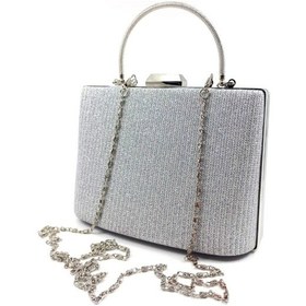 Resim Çanta Sepetim Gümüş Simli Tablet Abiye Çantası - Gümüş 