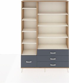 Resim Arges Dolap 9 Raflı 4 Çekmeceli 132x30x195 Çam-aytaşı/antrasit Çam 