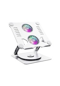 Resim Çift Fanlı Ayarlanabilir Metal Laptop Standı 360 Derece Dönebilen 