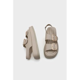 Resim Capone Outfitters Denice Dolgu Topuklu Çift Bantlı Tokalı Kadın Sandalet 