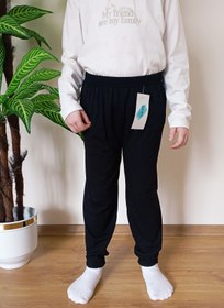 Resim VİP BERA TEKSTİL Çocuk Siyah Likralı Yumuşacık Penye Paçası Lastikli Yazlık Pijama Altı 