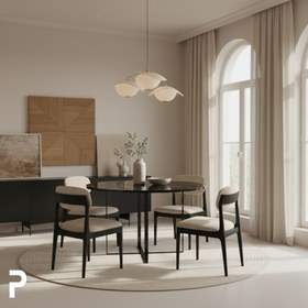 Resim BASIC Circle Siyah TLEG Siyah Mermer Masa - Parlak Koruma / 130 cm Çap 