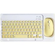 Resim Büro Ev Ofis Bilgisayarı İçin Kablosuz Sarı Bluetooth Klavye Mouse Seti Diğer 