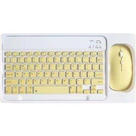 Resim Büro Ev Ofis Bilgisayarı İçin Kablosuz Sarı Bluetooth Klavye Mouse Seti Diğer 