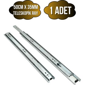 Resim Teleskobik 35MM Çekmece Ray Bilyeli Mobilya Dolap Rayı(35MM)(TAKIM)(KROM) 