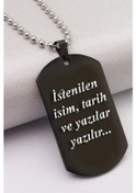 Resim Kişiye Özel Isimli Siyah Asker Künyesi Çelik Erkek Kolye Eck04S Beyaz 