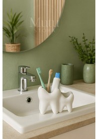 Resim Diş Fırçası Ve Diş Macunu Tutucu - Organizer Kutu Beyaz 