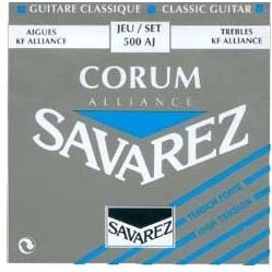 Resim Savarez 500aj Klasik Gitar Tel Seti - Alliance Corum Blue (üst Segment - High Tension) | Kf Alliance Karbon Tizler, Corum Gümüş Kaplama Baslar, Yüksek Projeksiyon Ve Zengin Harmonikler | Uyum: Yüksek Tansiyon (sert) Klasik Gitarlar 
