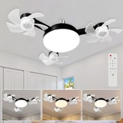 Resim Tavan Fanı Işığı, Lamba ve Uzaktan Kumanda ile, Karartılabilir 3 Hızlı LED Fan, Yatak Odası, Oturma Odası, Yemek Odası, Konferans Odası vb. için Uygun. Modern Tasarım E27/E26 Soket Kurulumu Basit (Dahil Değil) 