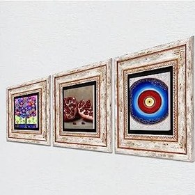 Resim Pinecone Stone Nazar, Hayat Ağacı, Nar Taş Duvar Tablosu - Çerçeveli Taş Tablo - Dekoratif Duvar Sanatı - Modern Ev ve Ofis Duvar Dekoru T3-1065 