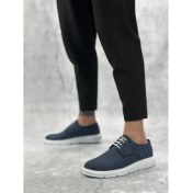 Resim BA0003 Bağcıklı Klasik Spor Keten Lacivert Beyaz Taban Casual Erkek Ayakkabı 