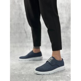 Resim BA0003 Bağcıklı Klasik Spor Keten Lacivert Beyaz Taban Casual Erkek Ayakkabı 