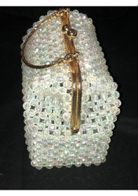 Resim Clutch,, Boncuk Abiye Çanta Beyaz 