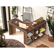 Resim Robin Home Kitaplık Raflı L Ofis Çalışma Masası Barok-antrasit 