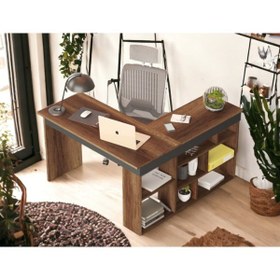 Resim Robin Home Kitaplık Raflı L Ofis Çalışma Masası Barok-antrasit 