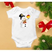 Resim irembaby Yeni Yıl Yılbaşı Koleksiyonu Unisex Bebek Baskılı %100 Pamuklu Çıtçıtlı Body Zıbın 