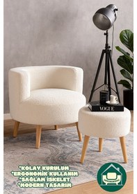 Resim Berlin Çay Seti Berjer Ve Puf Takımı Salon, Ofis, Balkon - 2'li Takım 