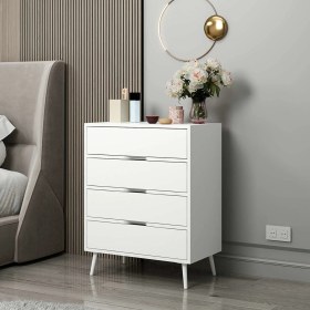 Resim Elina Ayaklı 4 Çekmeceli Şifonyer - Beyaz/beyaz Beyaz 