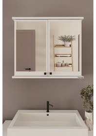 Resim Furniqo Ad-1 Lavabo Üstü Aynalı Banyo Dolabı Beyaz 