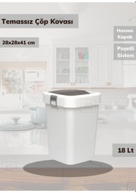 Resim Çöp Kovası Aç-kapa Banyo Çöp Kutusu Mutfak Çöp Kovası Beyaz 18 Litre Beyaz 