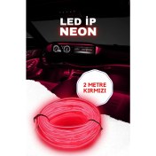 Resim Araç Içi Kırmızı Neon Ledi Ip LED Torpido Ledi 2 Metre Neon LED 