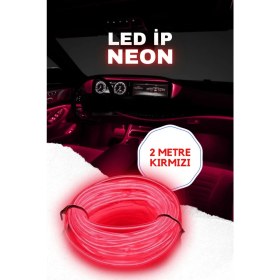 Resim Araç Içi Kırmızı Neon Ledi Ip LED Torpido Ledi 2 Metre Neon LED 