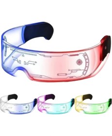 Resim Toptan Bulurum Aydınlatmalı LED Parti Gözlüğü Çok Renkli Modlu Cyberpunk Tasarım 