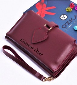 Resim Bordo Maça Model Trend Kadın Cüzdanı - Anahtarlık Hediyeli Bordo 