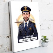 Resim Karikatürlü En İyi Erkek Pilot Kanvas Tablo 