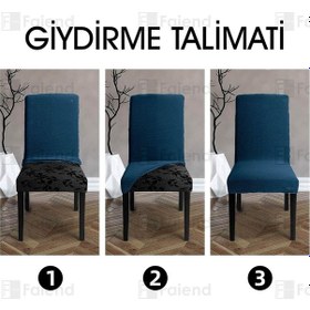 Resim Faiend Yıkanabilir Likralı Esnek Lastikli Sandalye Kılıf Örtü Petrol Mavi 
