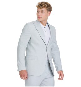 Resim Hatemoğlu Mavi Slim Fit Sivri Yaka Keten Takım Elbise 33715 Mavi 