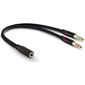 Resim 3.5Mm Kulaklık Çevirici Mikrofon Kulaklık Ayırıcı Aparat Siyah 
