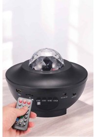 Resim Projektör Yıldız Gece Lambası Disko Topu Bluetooth Bağlantılı Taşınabilir Şarjlı 