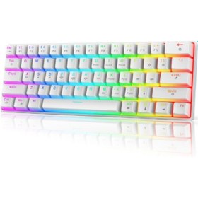 Resim Hxsj V900 60% Mekanik Klavye Kablolu Oyun Renkli Arkadan Aydınlatmalı Oyun 61 Tuşlu Kırmızı Anahtar Kompakt Klavye Ev Ofis Pc Dizüstü Bilgisayar İçin 