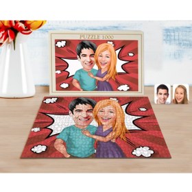 Resim Bk Gift Kişiye Özel Sevgililer Karikatürlü 1000 Parça Profesyonel Puzzle-80 