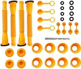 Resim Hanzete Benzin bidonu ağızlık değiştirme seti, çoğu 1/2/5/10 galon benzin bidonu için matkap ucuyla dökülmeyen benzin bidonu ağızlık değiştirme seti (4'lü set sarı) 