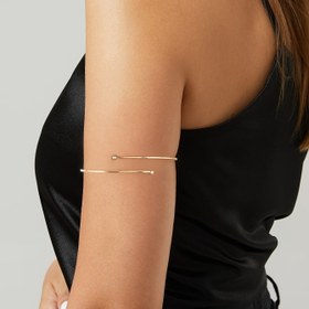 Resim 1 adet Şık Minimalist Altın Metal Kol Kovanı ile Parıldayan Taş Aksanlı - Kadınlar için Şık Parti ve Tatil Aksesuarı, Kolsuz Kıyafetler ve Resmi Etkinlikler İçin Mükemmel 