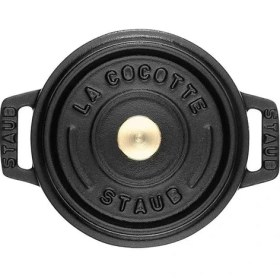 Resim AyrStore 40500-101-0 Mini Güveç, Yuvarlak Kapaklı 10 Cm, 0,25 L, Indüksiyona Uygun, Mat Siyah Emaye Kap 