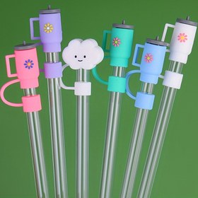 Resim 1/6 adet, Sevimli Silikon Pipet Kapağı, Kup şeklinde Yumuşak Silikon Pipet Kapağı, Stanley30&40 Oz Düz Tabanlı Bardaklar için, Tekrar kullanılabilir Pipet Koruyucu, 10 Mm Pipet Silikon Toz Pipeti için, Stanley Kup Aksesuarları için, Parti Malzemeleri 