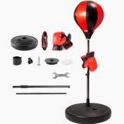 Resim Ayarlanabilir Hızlı Boks Topu Seti ve Eldivenler - Dayanıklı PVC, Cadılar Bayramı, Noel, Şükran Günü ve Yeni Yıl Hediyeleri için Mükemmel - Kırmızı/Siyah, Boks Topu Takımı, Boks Topu Çantası, Spor Takımı 