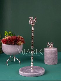 Resim MIARIK DESIGN & DEKORASYON Gri Mermer Kuş Peçetelik Havluluk (gümüş) 