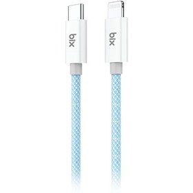 Resim Bix T3CL Type-C to Lightning iPhone 27W Örgülü Hızlı Şarj ve Data Kablosu 1 M Mavi 