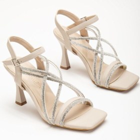 Resim Tek Bant Ve Bilek Taşlı Ten Kadın Abiye Ayakkabı-2908-ten Ten Rengi 