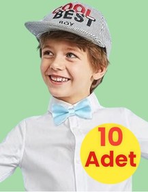 Resim Tezzgelsin Erkek Çocuk Saten Papyon 10 Adet Bebe Mavi 