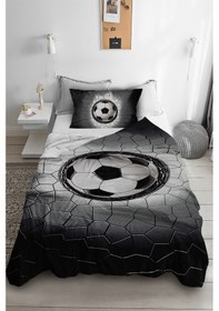 Resim Siyah Beyaz Taraftar Tek Kişilik Pike (Yastık Kılıflı) 